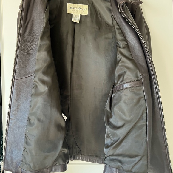 Eddie Bauer Women's Dark Brown Lambskin Leather Jacket - Picture 7 of 7